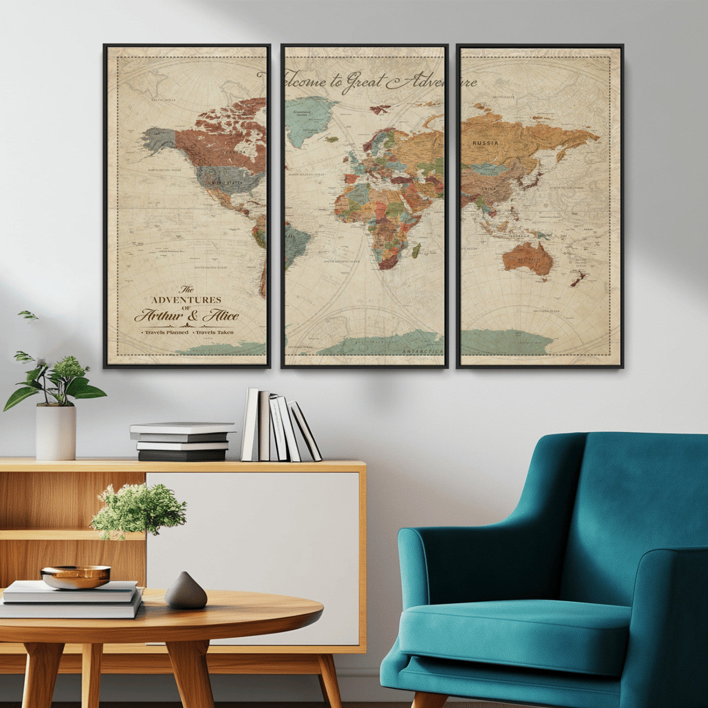 17587858-MGV-CV-36X24-Custom Push Pin World Map Wall Canvas Print – Personalized Travel Tracker with Pins – Framed Custom Quotie Canvas for Home Office Decor