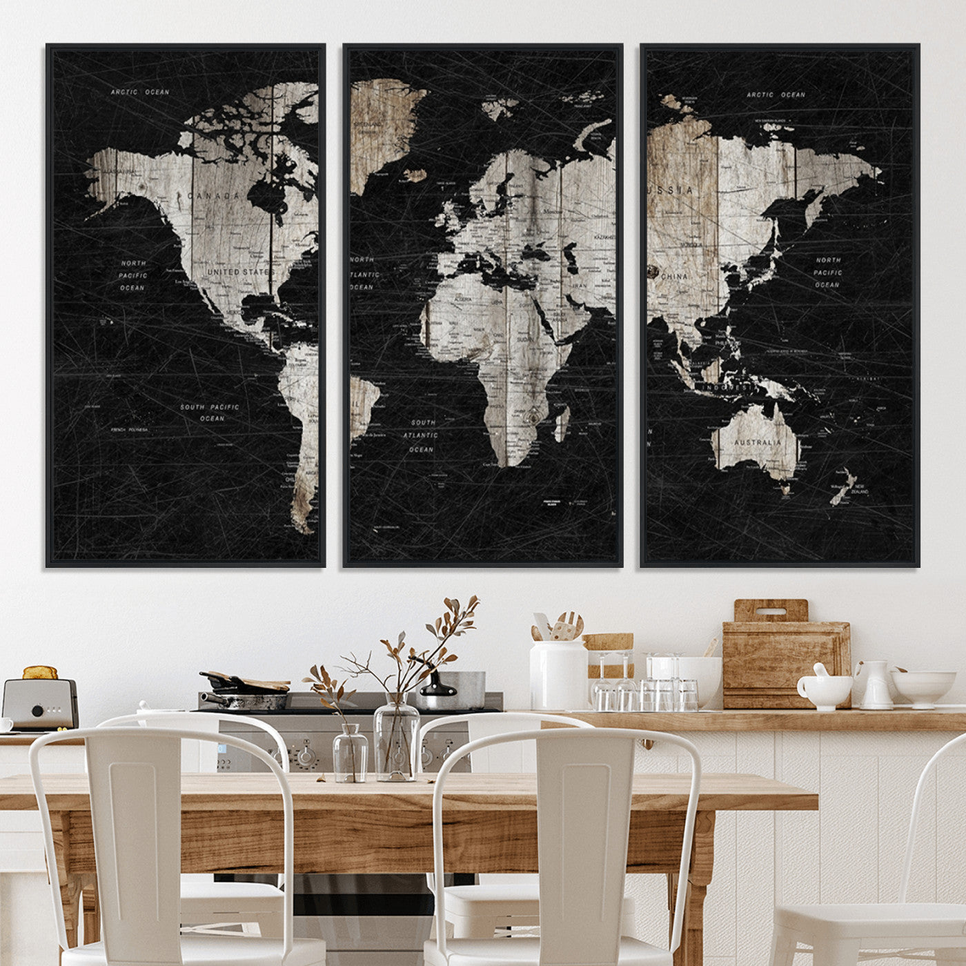 89998-MGV-CV-36X24-Push Pin World Map Canvas Print – Framed Wall Art for Couples to Track Their Travels – Anniversary Gift or Home Adventure Decor