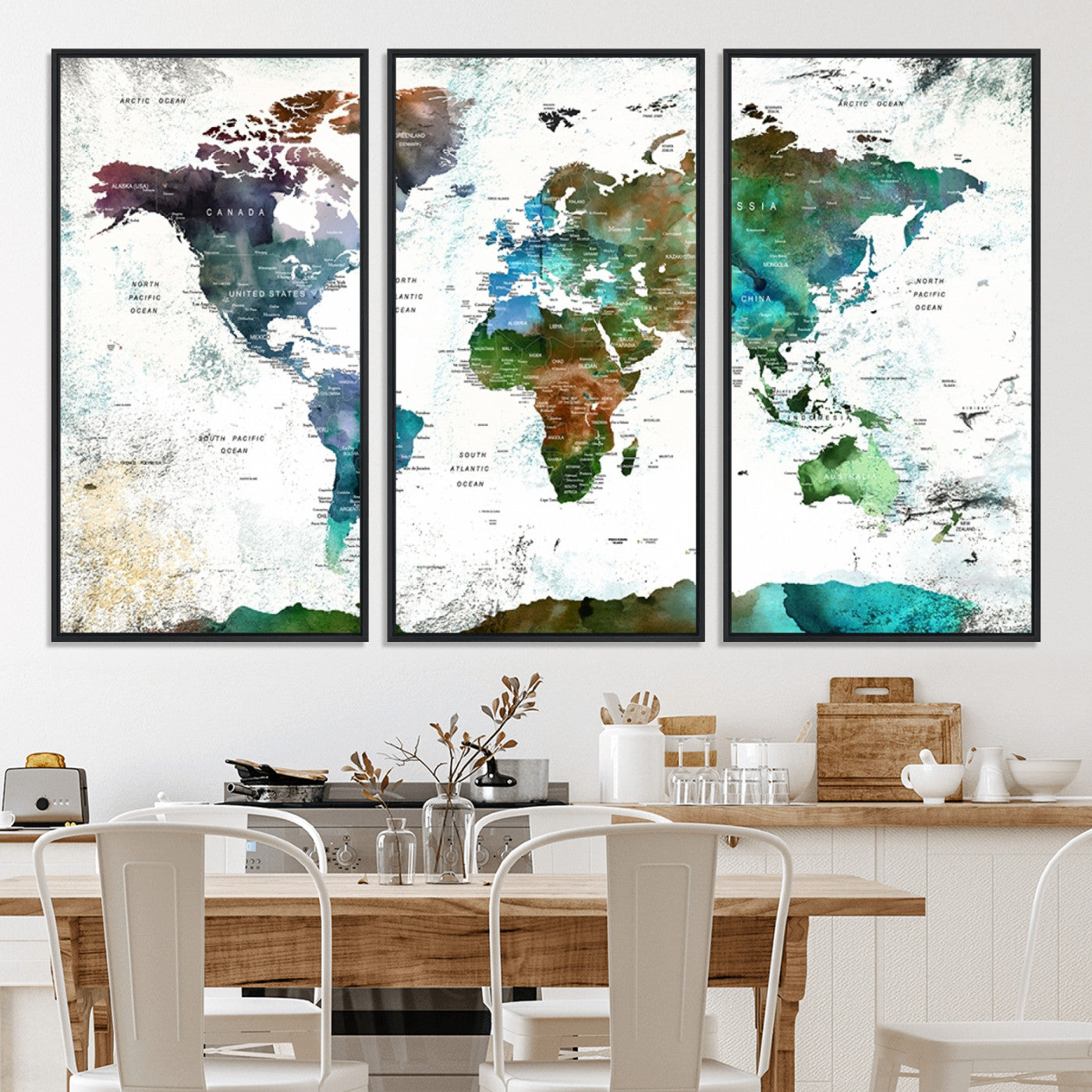 Push Pin World Map Canvas Print – Framed Wall Art for Couples to Track Their Travels – Anniversary Gift or Home Adventure Decor