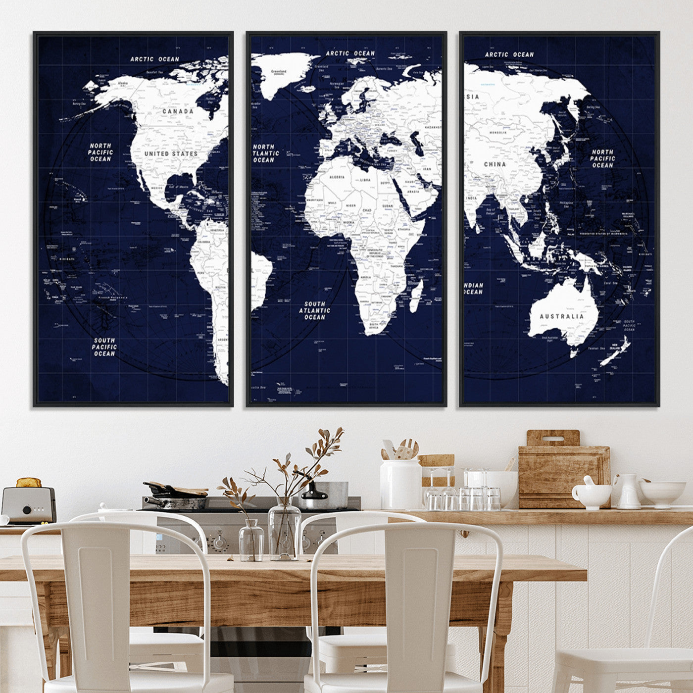 Push Pin World Map Canvas Print – Framed Wall Art for Couples to Track Their Travels – Anniversary Gift or Home Adventure Decor