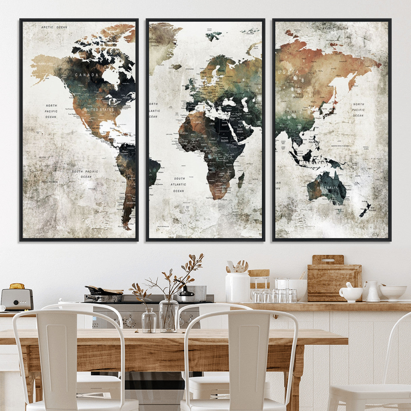 Push Pin World Map Canvas Print – Framed Wall Art for Couples to Track Their Travels – Anniversary Gift or Home Adventure Decor