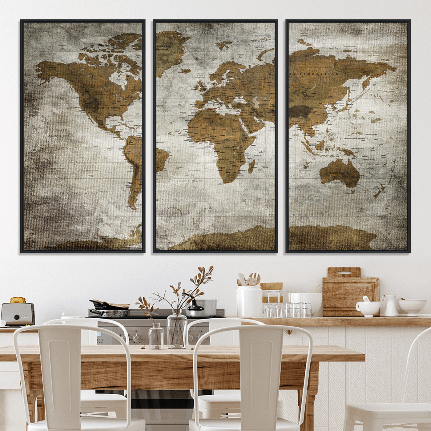 Push Pin World Map Canvas Print – Framed Wall Art for Couples to Track Their Travels – Anniversary Gift or Home Adventure Decor
