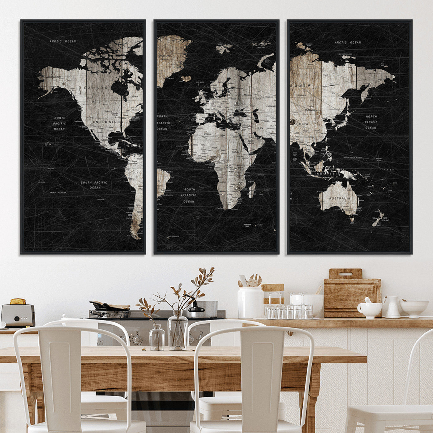 Push Pin World Map Canvas Print – Framed Wall Art for Couples to Track Their Travels – Anniversary Gift or Home Adventure Decor