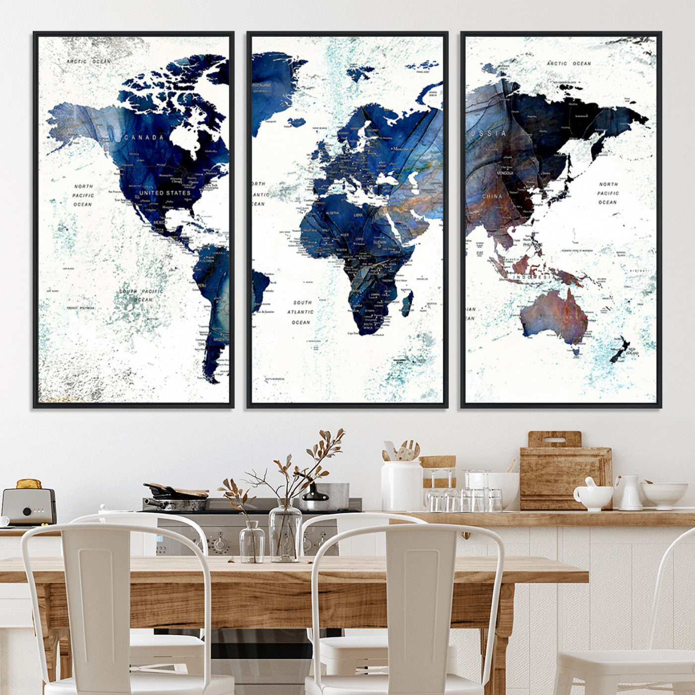 Push Pin World Map Canvas Print – Framed Wall Art for Couples to Track Their Travels – Anniversary Gift or Home Adventure Decor