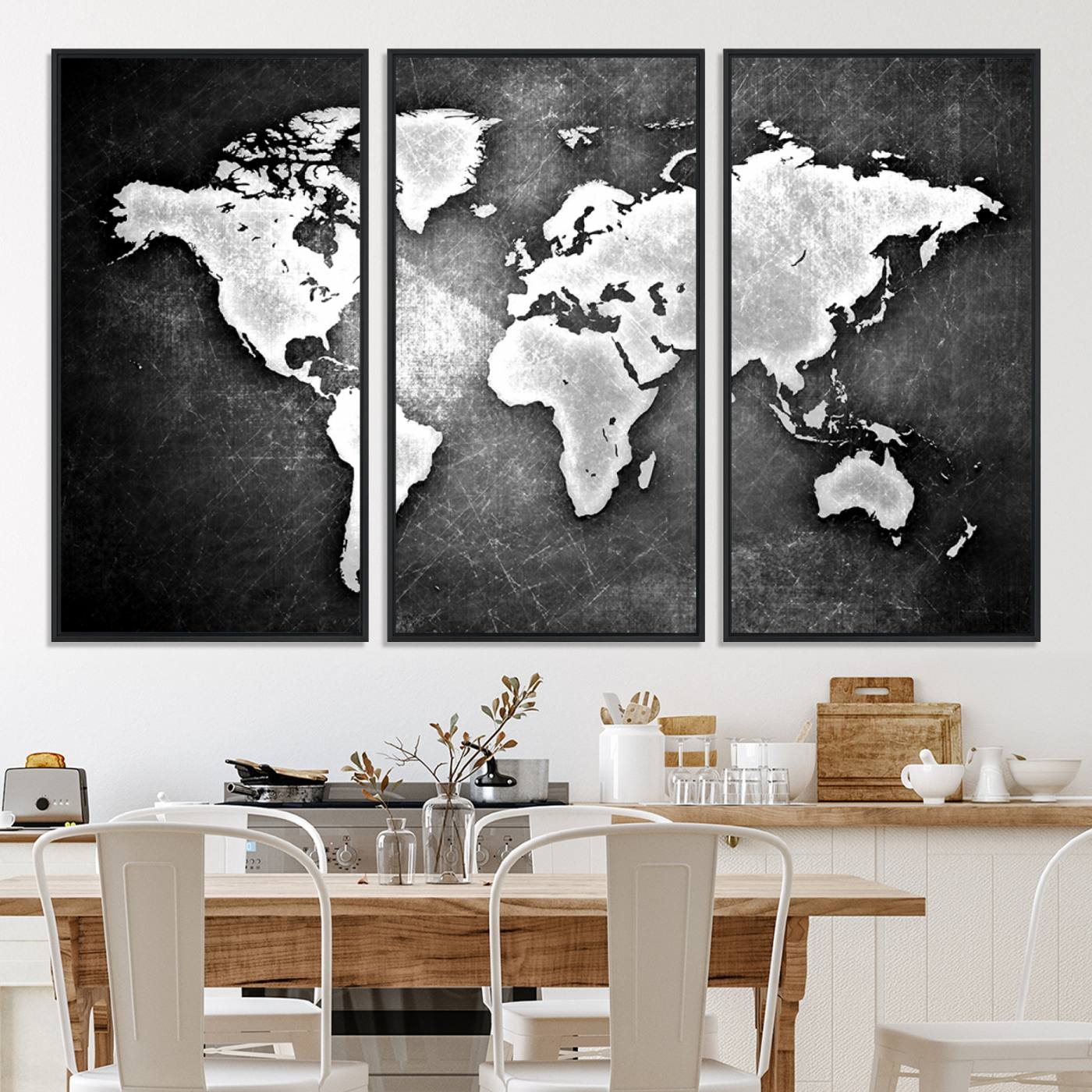 34390-MGV-CV-36X24-World Map Wall Art Canvas Print – Framed Wall Art for Anniversary Gift or Home Adventure Decor
