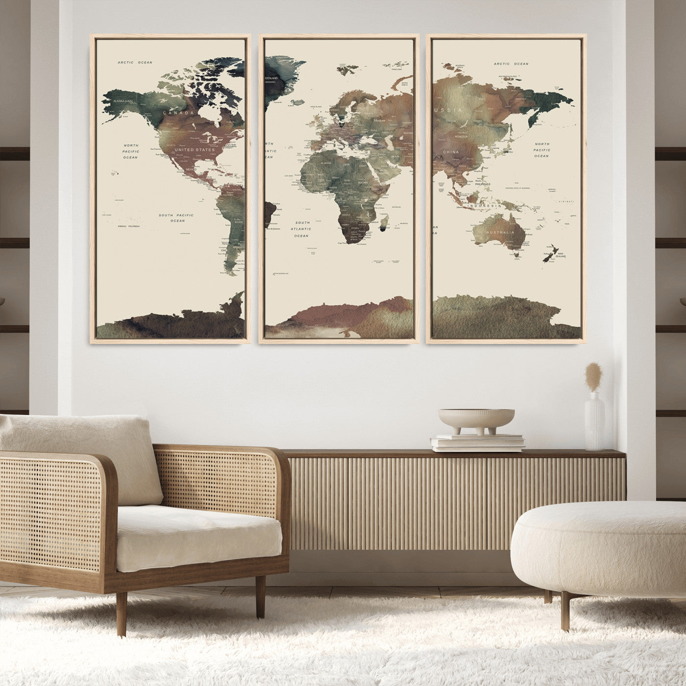 Push Pin World Map Canvas Print – Framed Wall Art for Couples to Track Their Travels – Anniversary Gift or Home Adventure Decor
