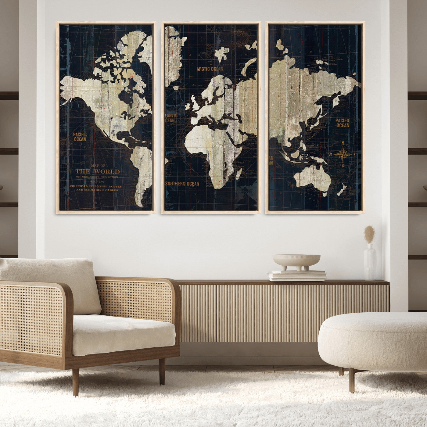 Push Pin World Map Canvas Print – Framed Wall Art for Couples to Track Their Travels – Anniversary Gift or Home Adventure Decor