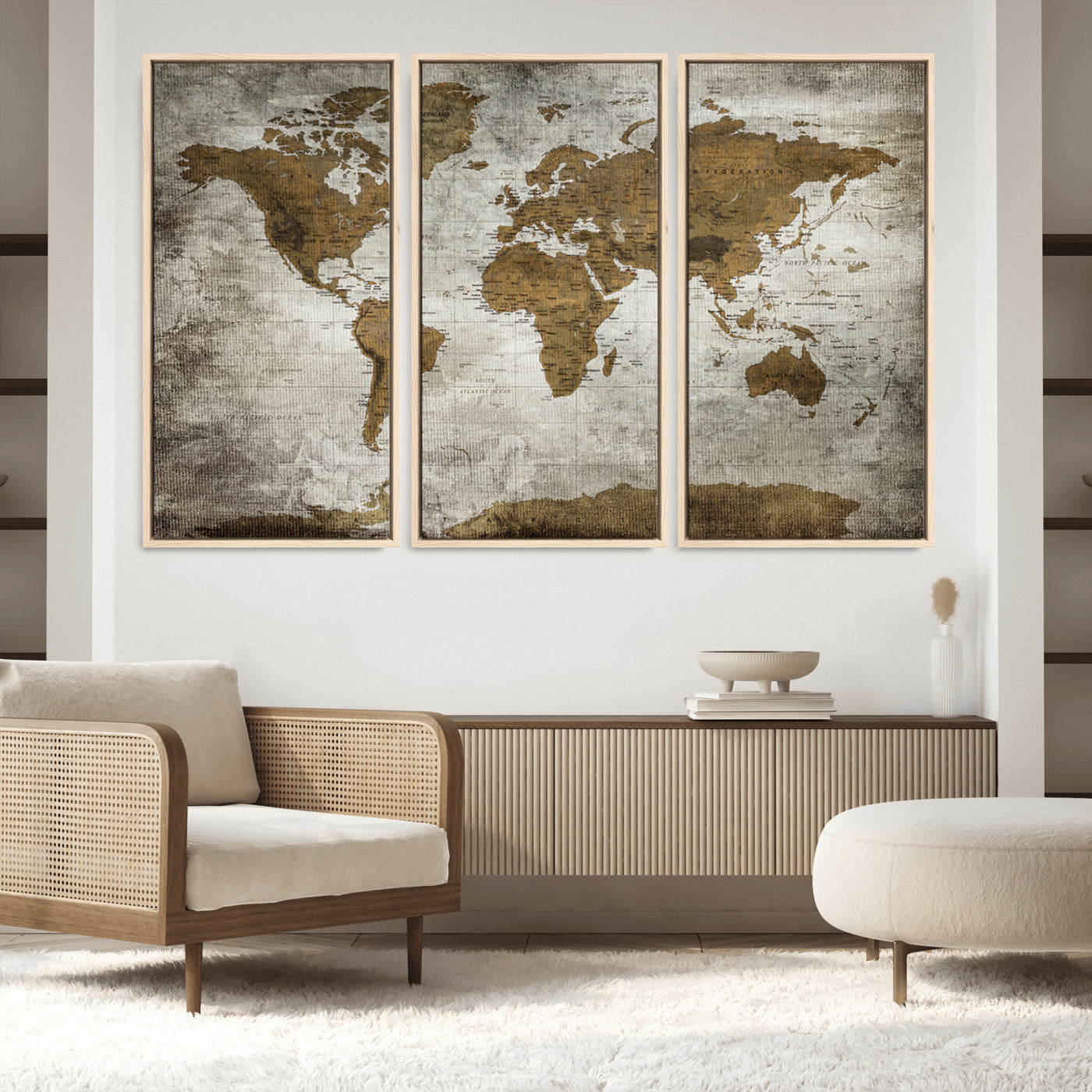 Push Pin World Map Canvas Print – Framed Wall Art for Couples to Track Their Travels – Anniversary Gift or Home Adventure Decor