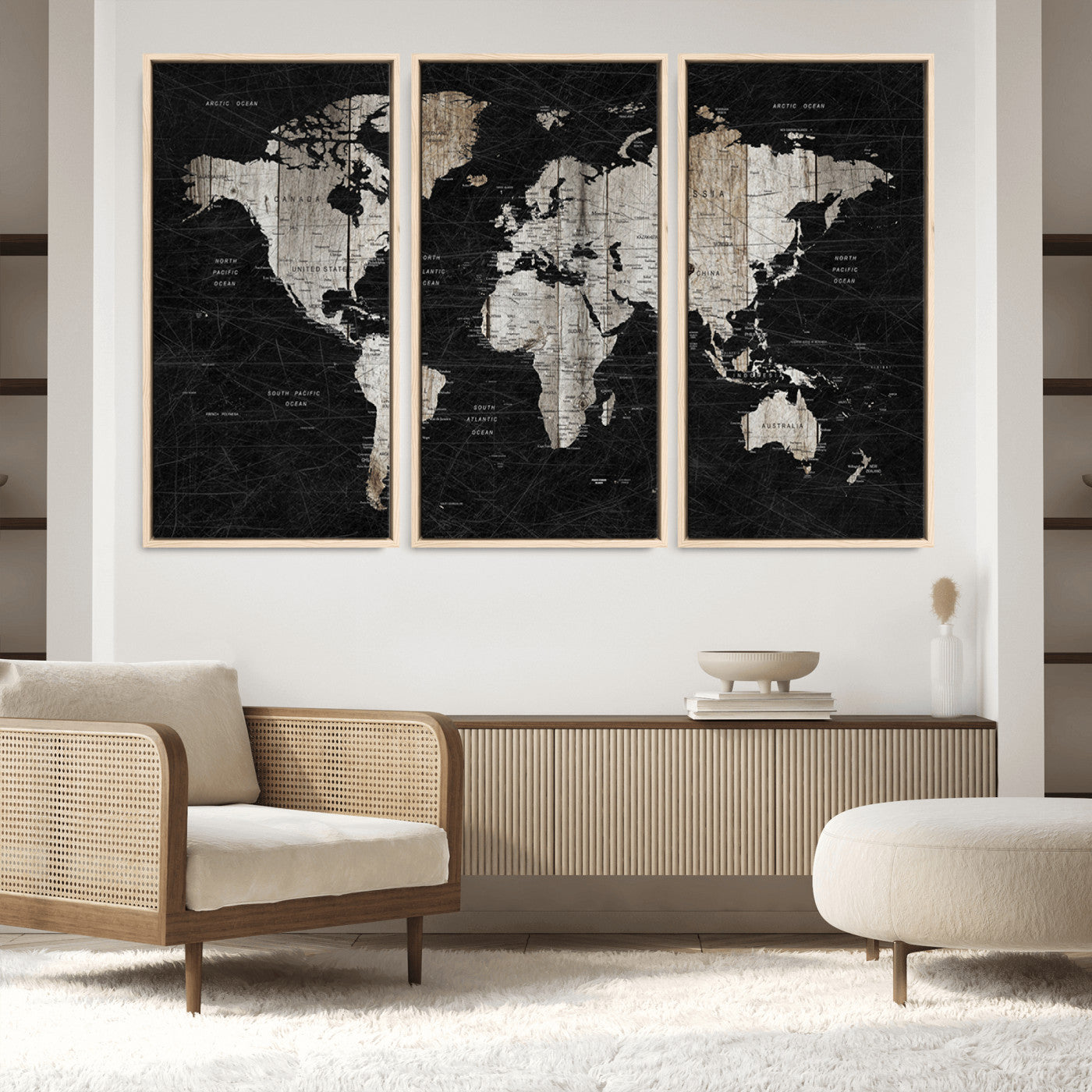 Push Pin World Map Canvas Print – Framed Wall Art for Couples to Track Their Travels – Anniversary Gift or Home Adventure Decor