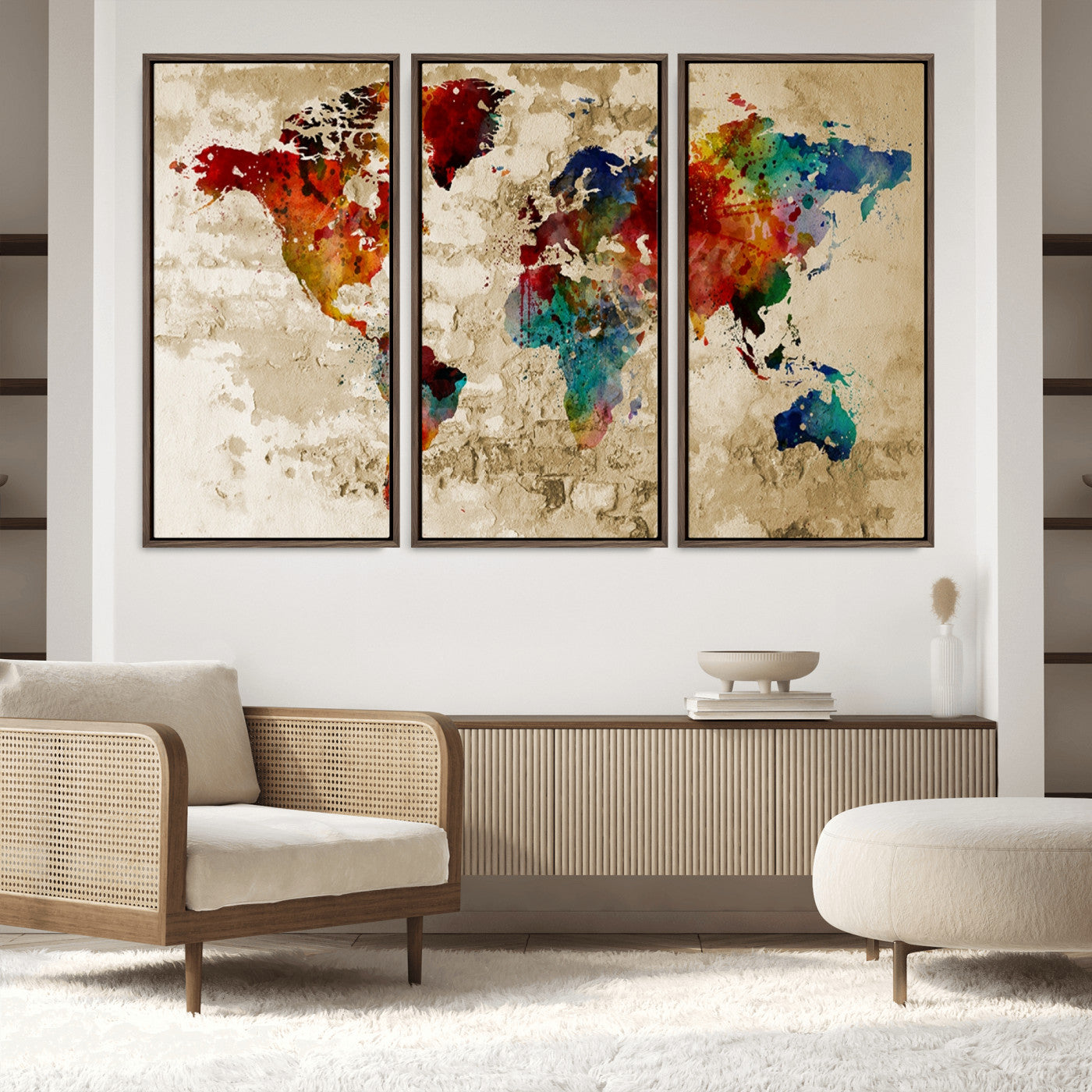 Push Pin World Map Canvas Print – Framed Wall Art for Couples to Track Their Travels – Anniversary Gift or Home Adventure Decor