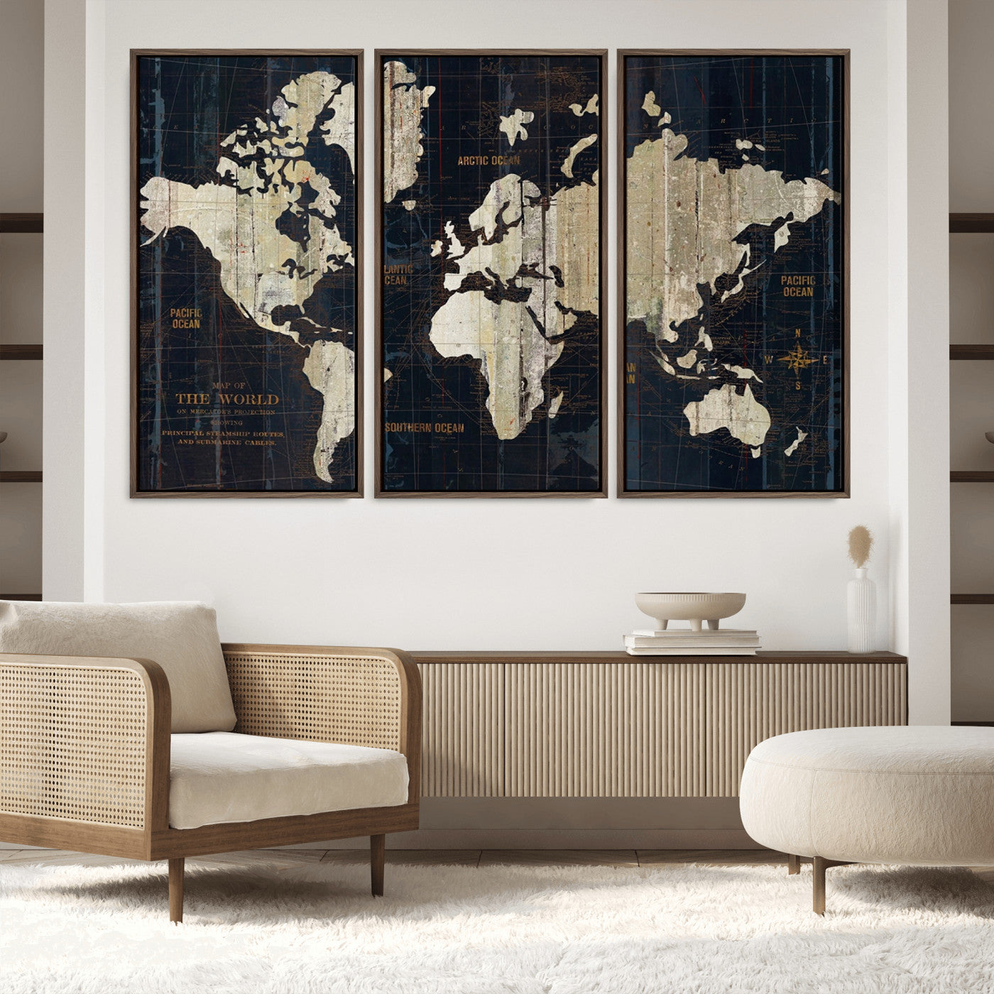 Push Pin World Map Canvas Print – Framed Wall Art for Couples to Track Their Travels – Anniversary Gift or Home Adventure Decor