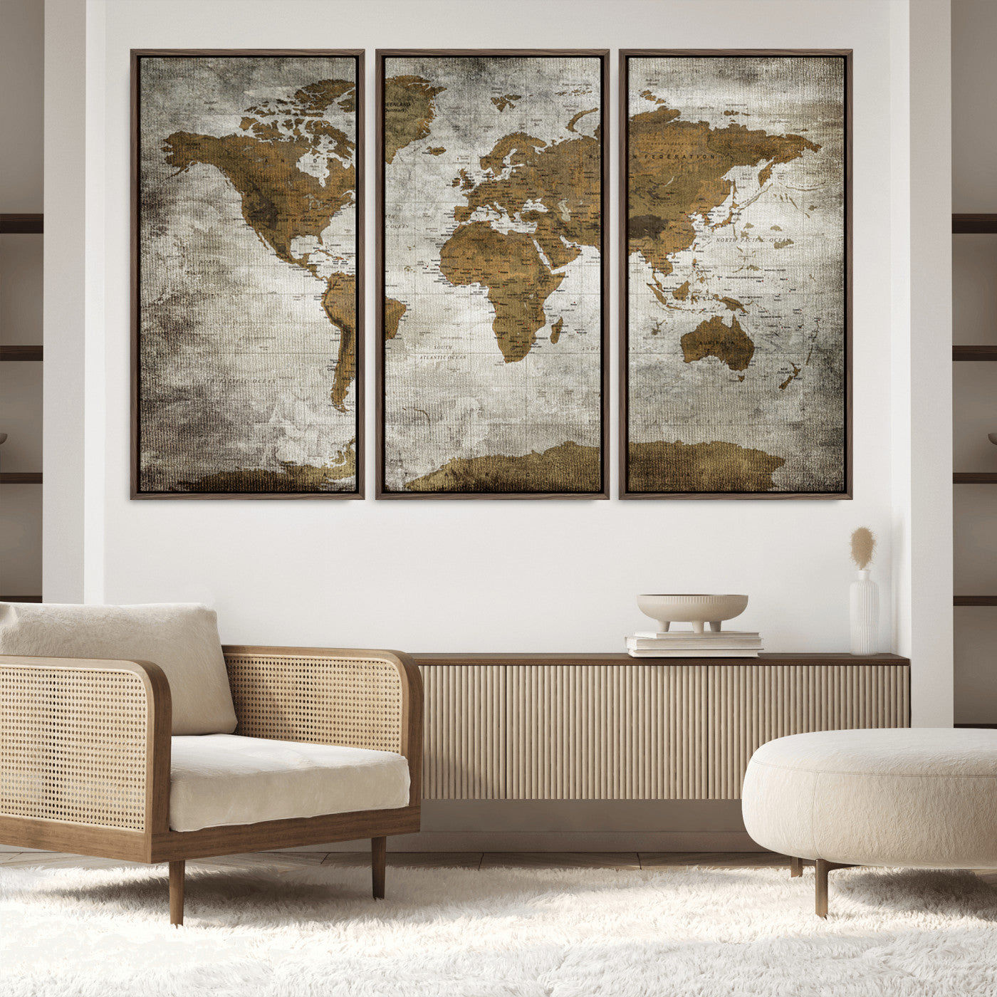 Push Pin World Map Canvas Print – Framed Wall Art for Couples to Track Their Travels – Anniversary Gift or Home Adventure Decor