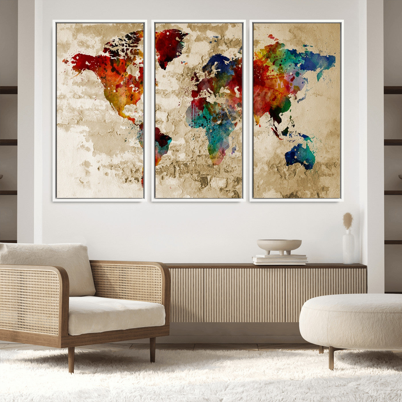 Push Pin World Map Canvas Print – Framed Wall Art for Couples to Track Their Travels – Anniversary Gift or Home Adventure Decor