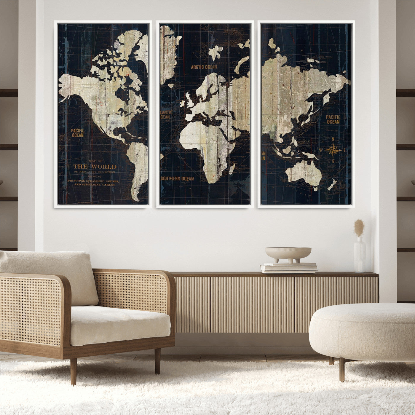 Push Pin World Map Canvas Print – Framed Wall Art for Couples to Track Their Travels – Anniversary Gift or Home Adventure Decor