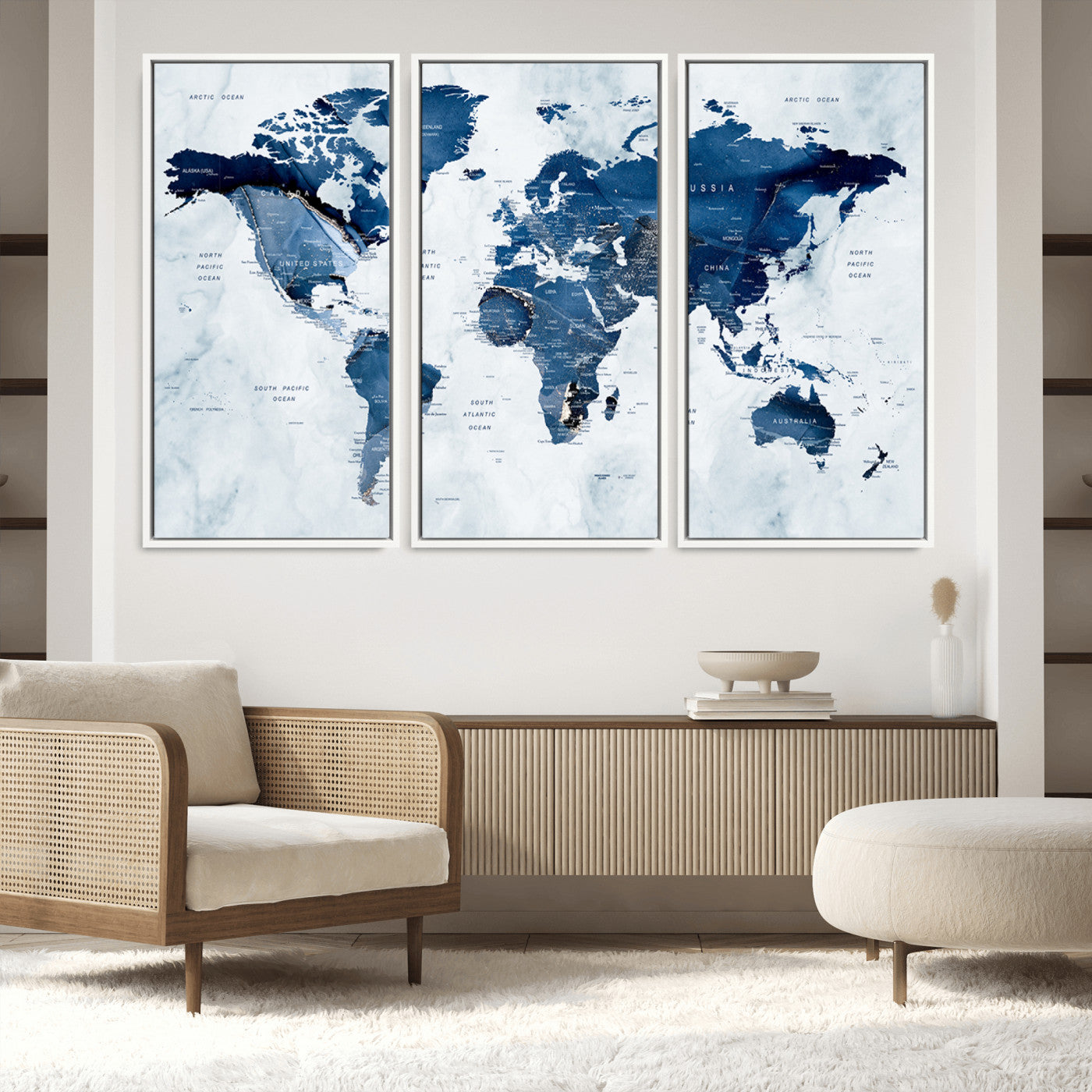 Push Pin World Map Canvas Print – Framed Wall Art for Couples to Track Their Travels – Anniversary Gift or Home Adventure Decor