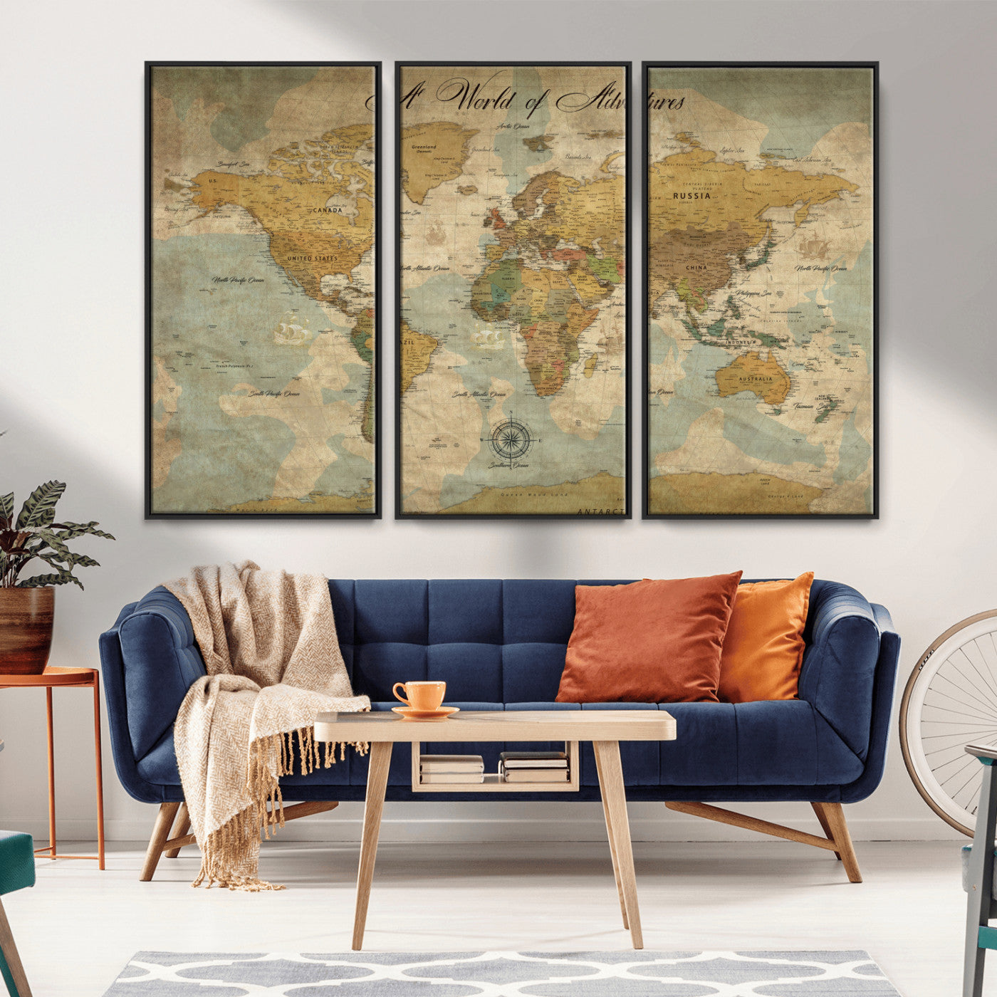 75690627-MGV-FC-60X40-3P_Black-Personalized World Map Print, Customizable Push Pin Framed World Map Print on Canvas - Custom Quote on Map Print,