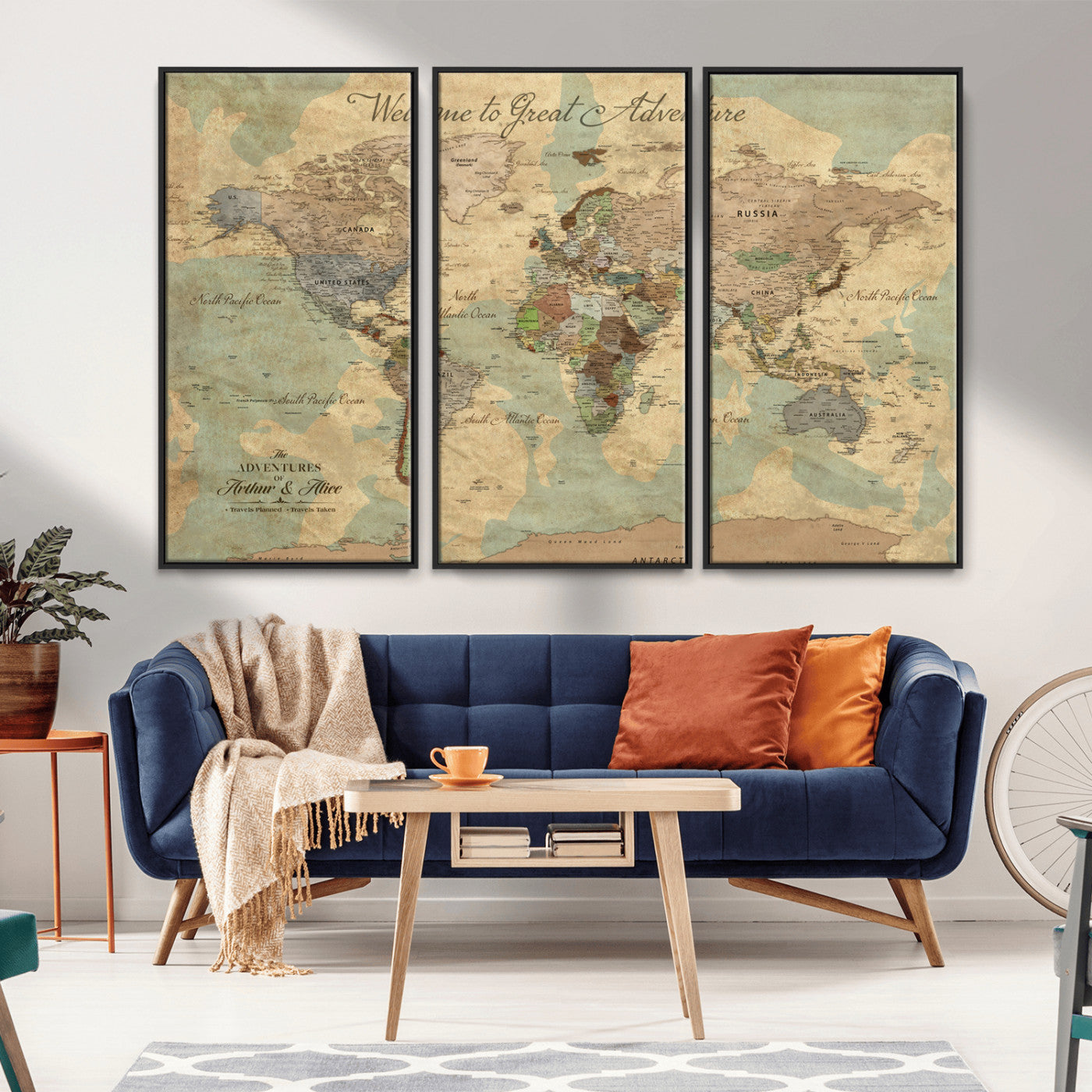 37466236-MGV-FC-48X32-3P_Black-Custom Push Pin World Map Wall Canvas Print – Personalized Travel Tracker with Pins – Framed Custom Quotie Canvas for Home Office Decor