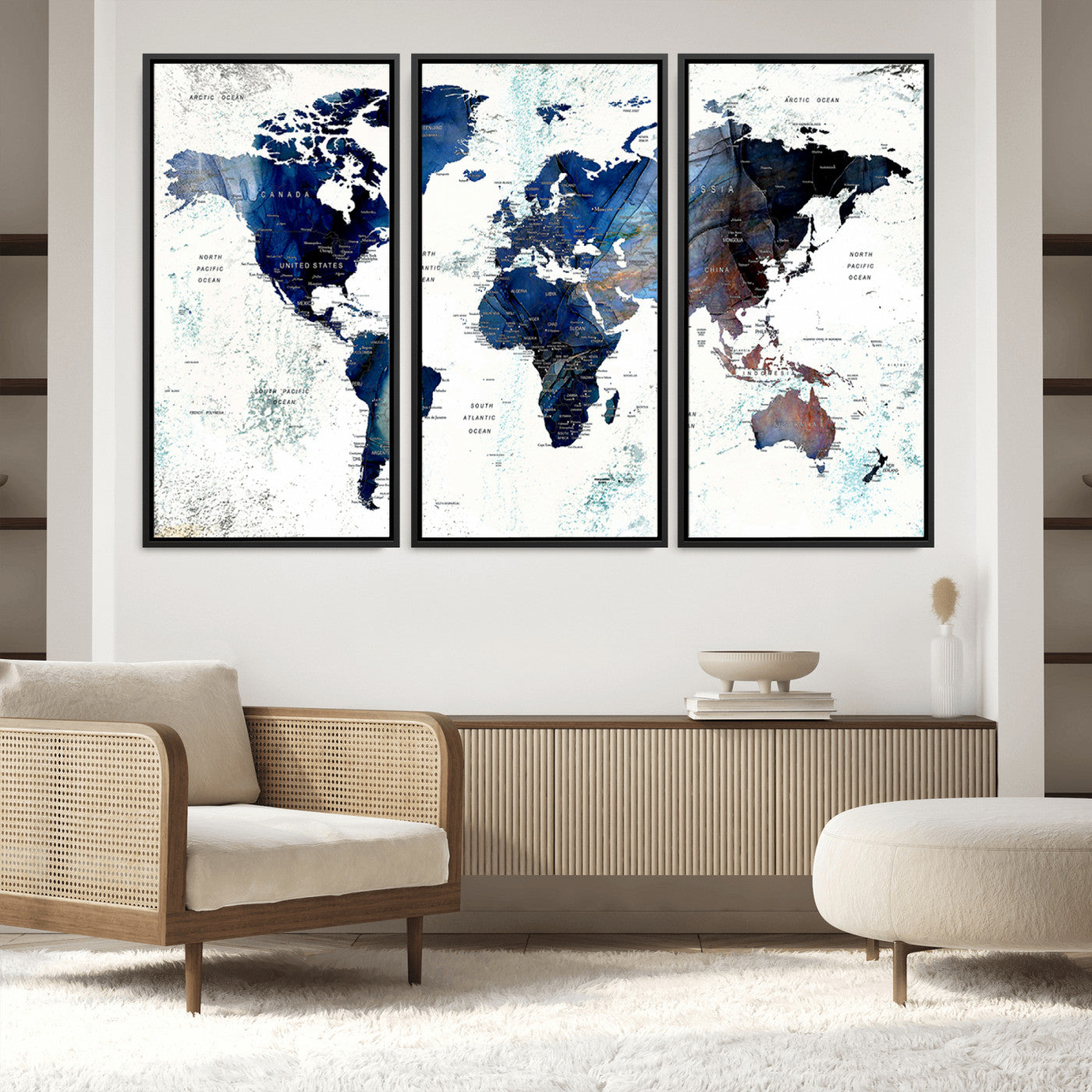 Push Pin World Map Canvas Print – Framed Wall Art for Couples to Track Their Travels – Anniversary Gift or Home Adventure Decor