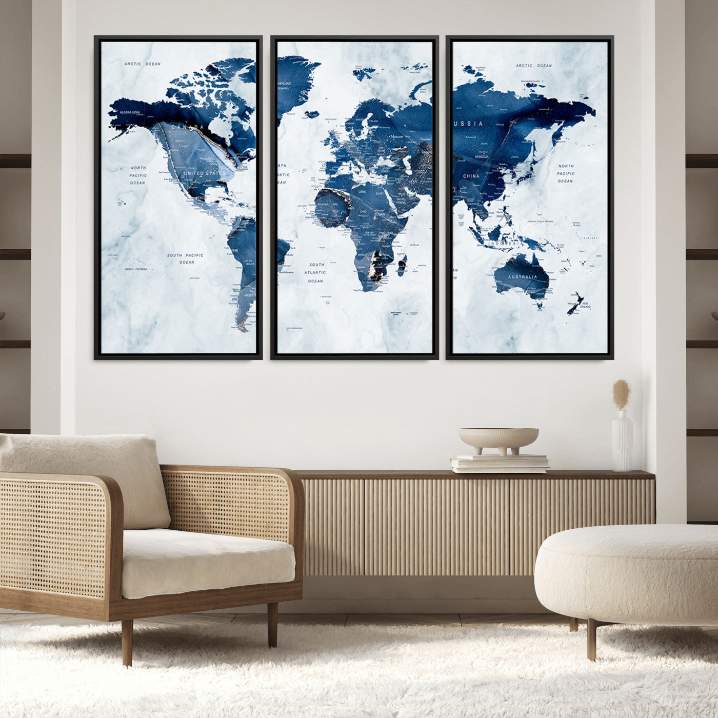 Push Pin World Map Canvas Print – Framed Wall Art for Couples to Track Their Travels – Anniversary Gift or Home Adventure Decor