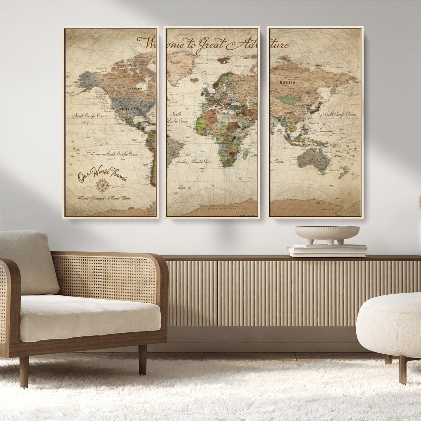 76478536-MGV-CV-30X20-Custom Push Pin World Map Wall Canvas Print – Personalized Travel Tracker with Pins – Framed Custom Quotie Canvas for Home Office Decor
