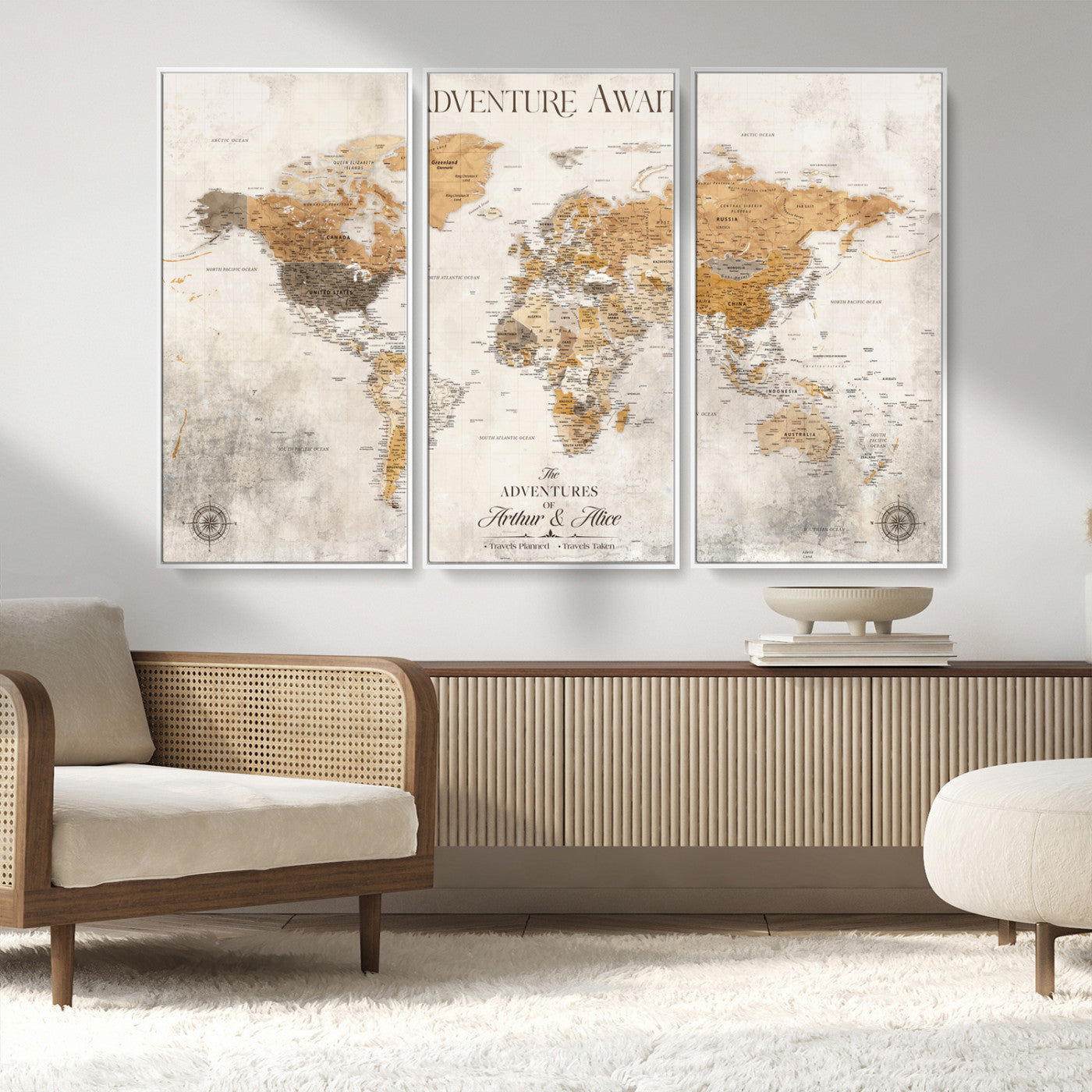 99422096-MGV-CV-30X20-Custom Push Pin World Map Wall Canvas Print – Personalized Travel Tracker with Pins – Framed Custom Quotie Canvas for Home Office Decor
