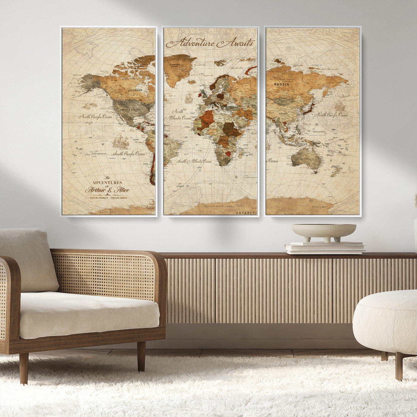64295326-MGV-CV-30X20-Custom Push Pin World Map Wall Canvas Print – Personalized Travel Tracker with Pins – Framed Custom Quotie Canvas for Home Office Decor