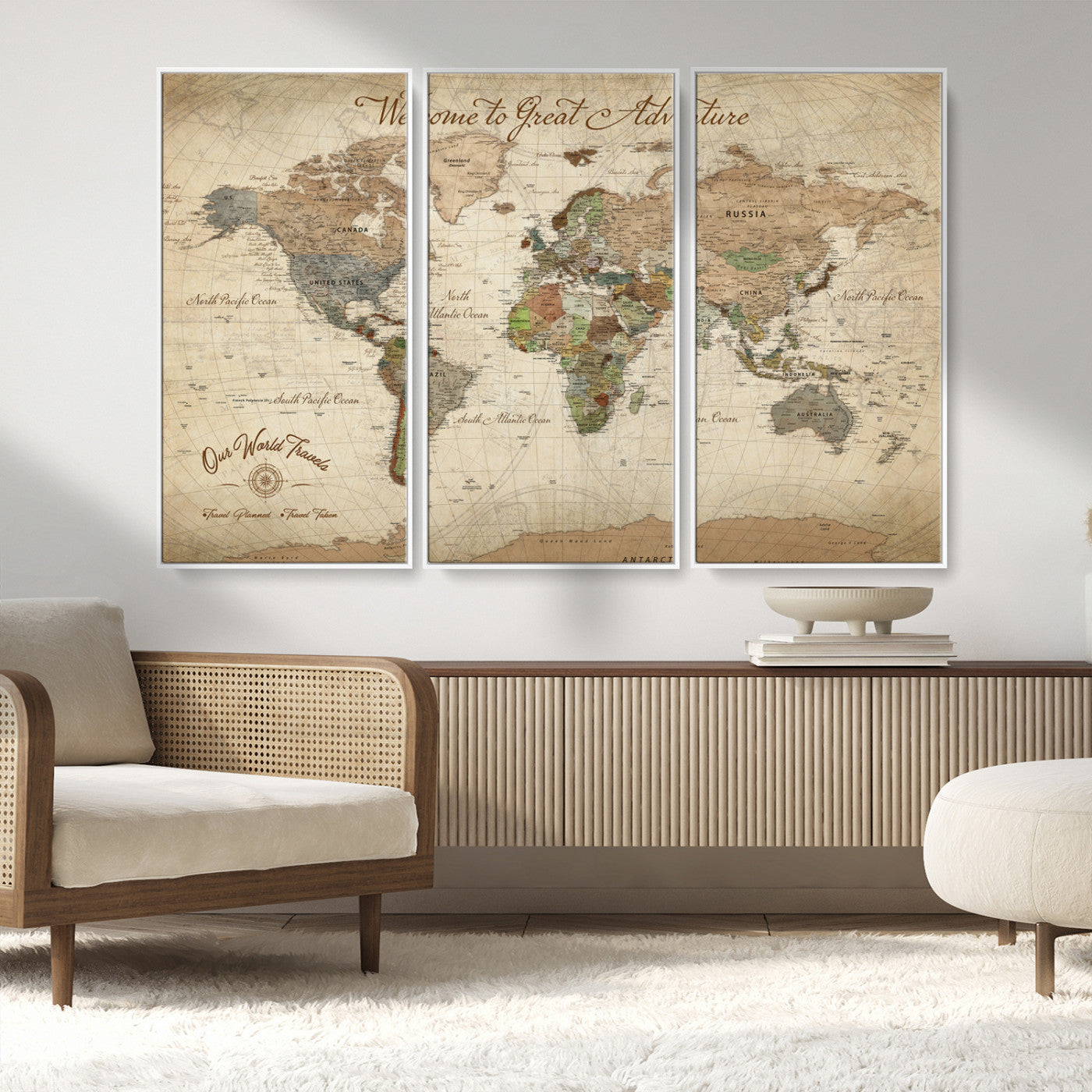 76478536-MGV-CV-30X20-Custom Push Pin World Map Wall Canvas Print – Personalized Travel Tracker with Pins – Framed Custom Quotie Canvas for Home Office Decor