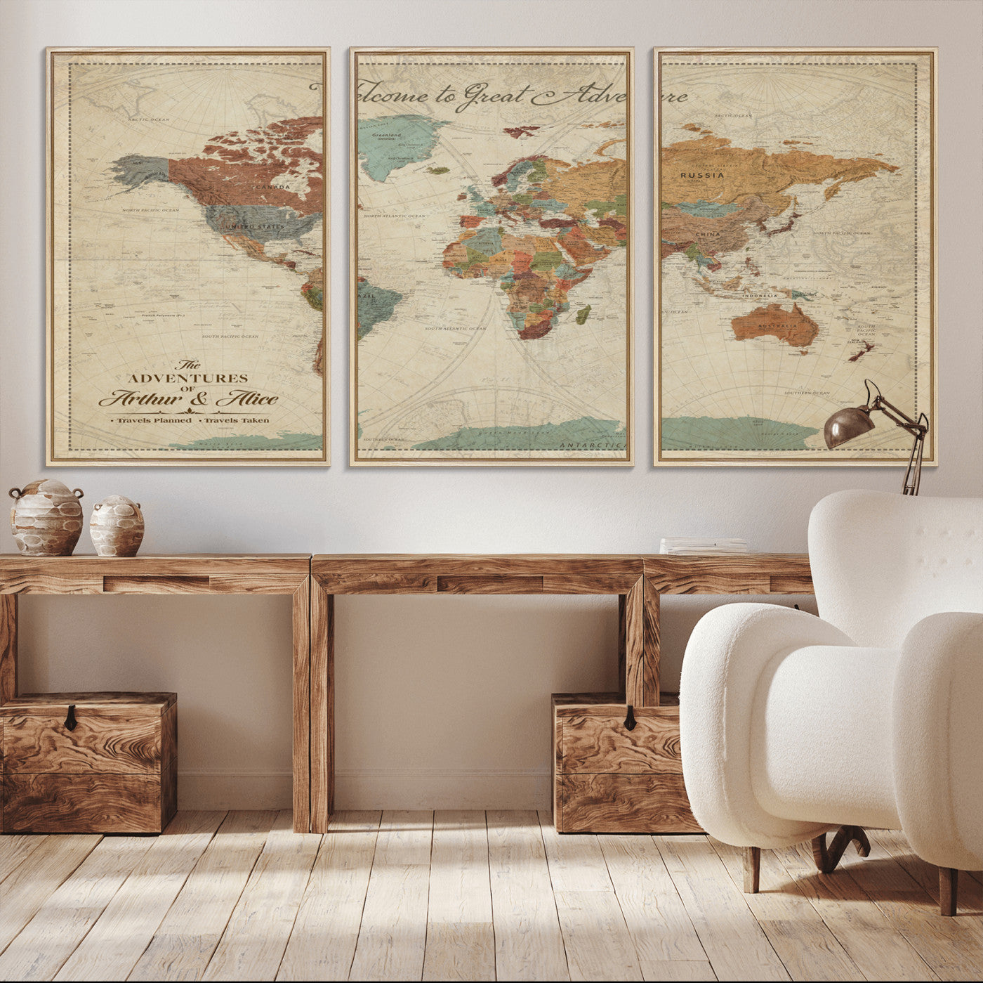 17587858-MGV-CV-36X24-Custom Push Pin World Map Wall Canvas Print – Personalized Travel Tracker with Pins – Framed Custom Quotie Canvas for Home Office Decor