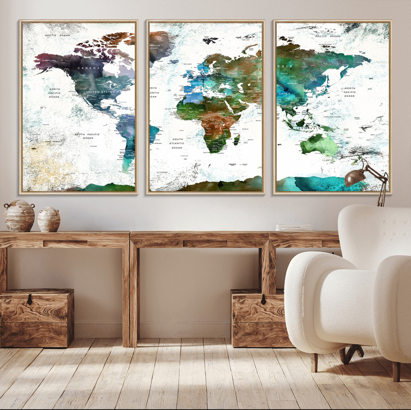 Push Pin World Map Canvas Print – Framed Wall Art for Couples to Track Their Travels – Anniversary Gift or Home Adventure Decor