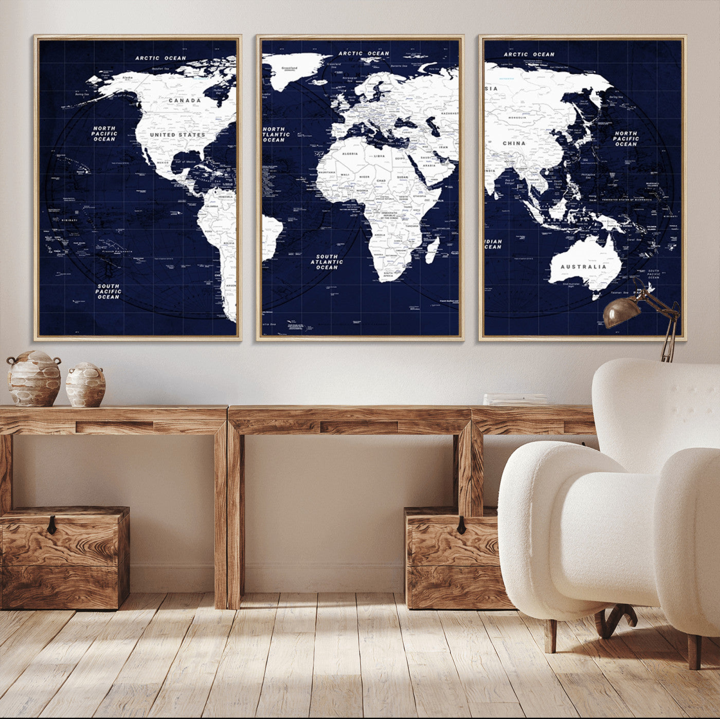 Push Pin World Map Canvas Print – Framed Wall Art for Couples to Track Their Travels – Anniversary Gift or Home Adventure Decor