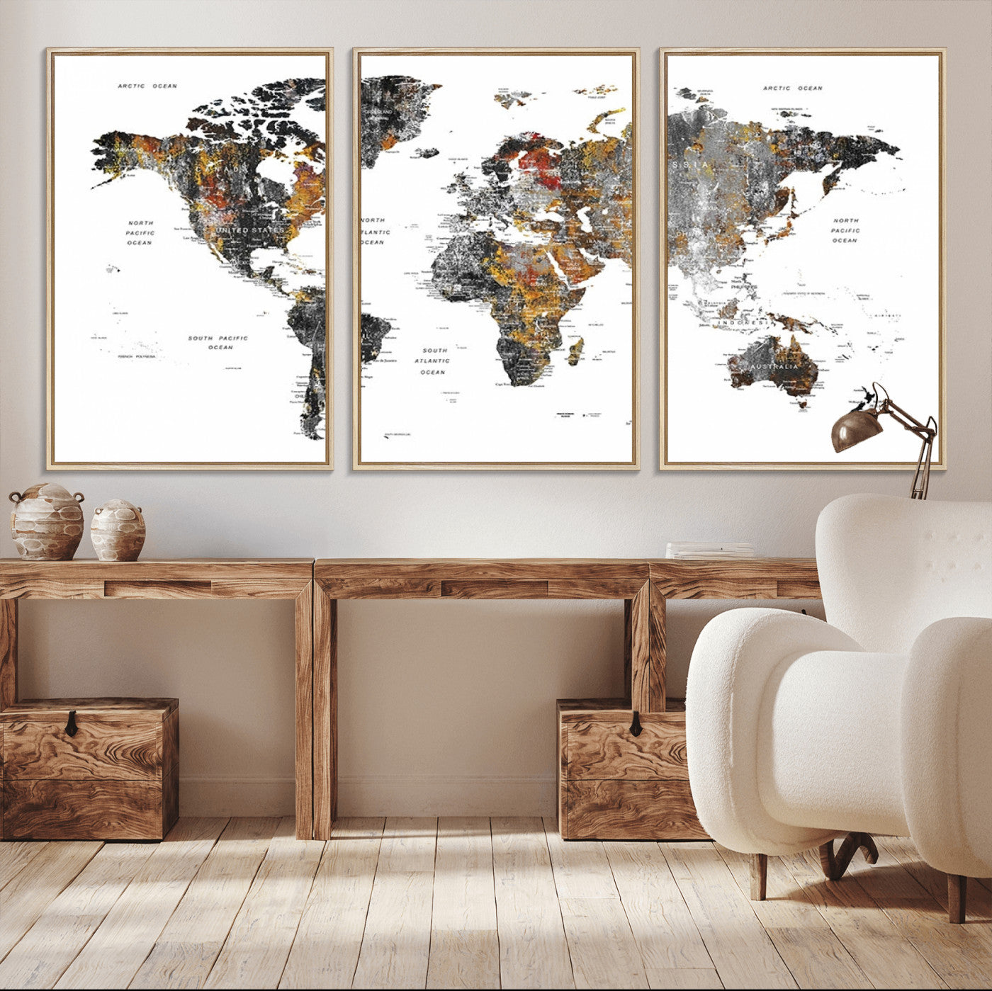 Push Pin World Map Canvas Print – Framed Wall Art for Couples to Track Their Travels – Anniversary Gift or Home Adventure Decor