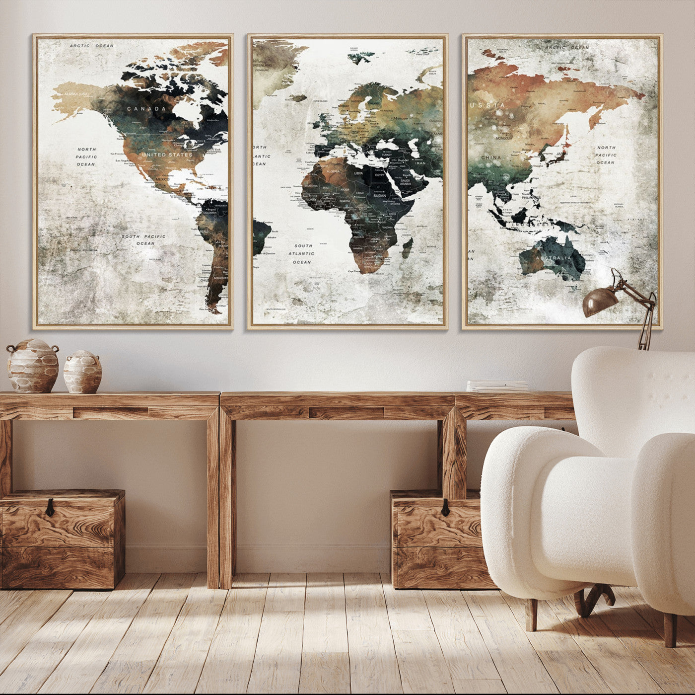 Push Pin World Map Canvas Print – Framed Wall Art for Couples to Track Their Travels – Anniversary Gift or Home Adventure Decor