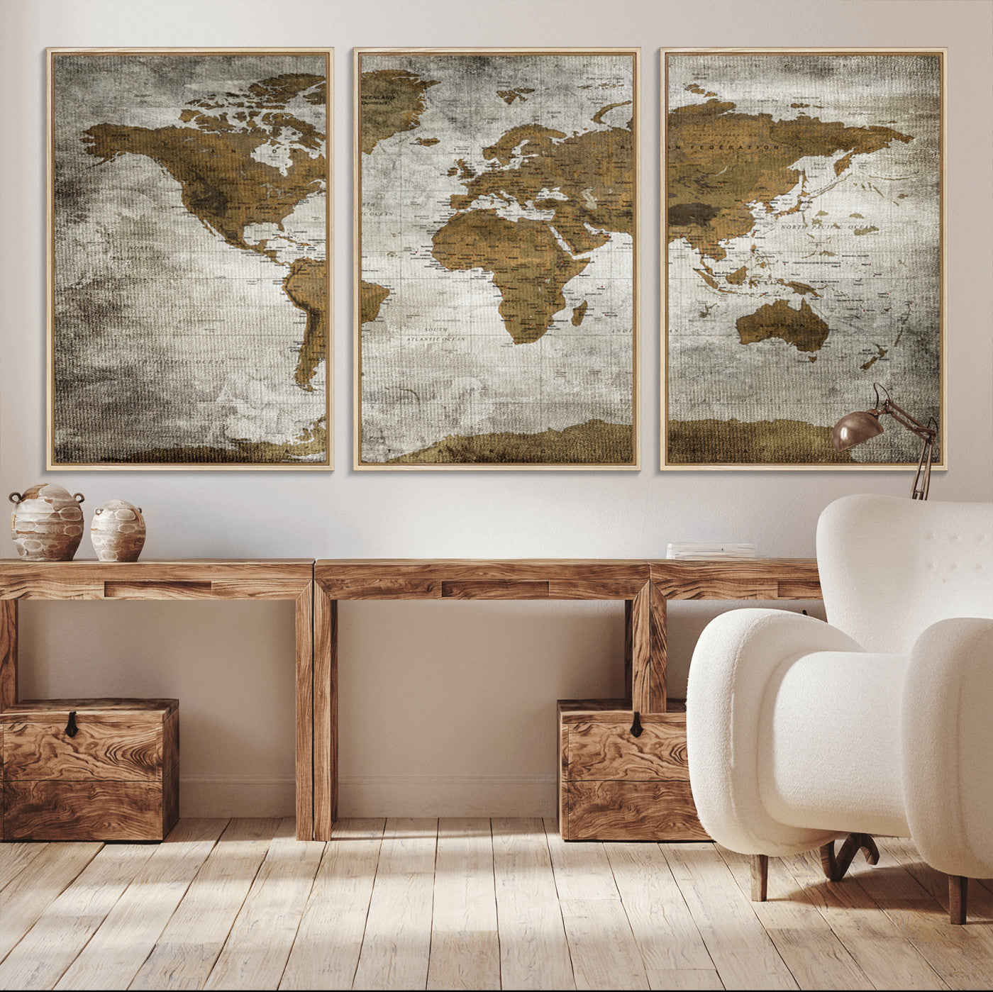Push Pin World Map Canvas Print – Framed Wall Art for Couples to Track Their Travels – Anniversary Gift or Home Adventure Decor