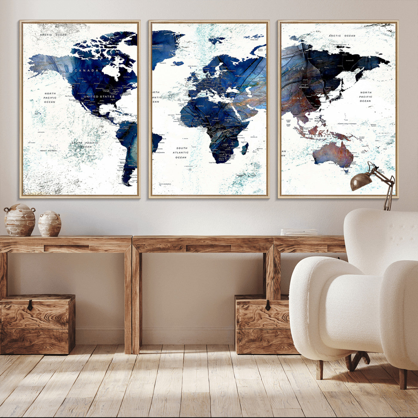 Push Pin World Map Canvas Print – Framed Wall Art for Couples to Track Their Travels – Anniversary Gift or Home Adventure Decor