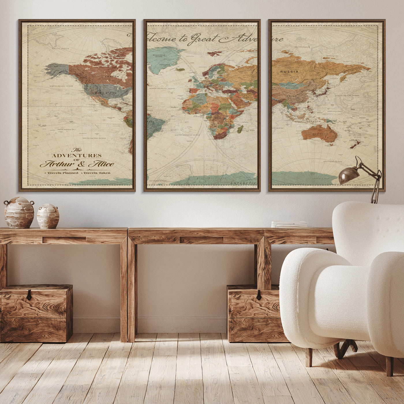 17587858-MGV-CV-36X24-Custom Push Pin World Map Wall Canvas Print – Personalized Travel Tracker with Pins – Framed Custom Quotie Canvas for Home Office Decor