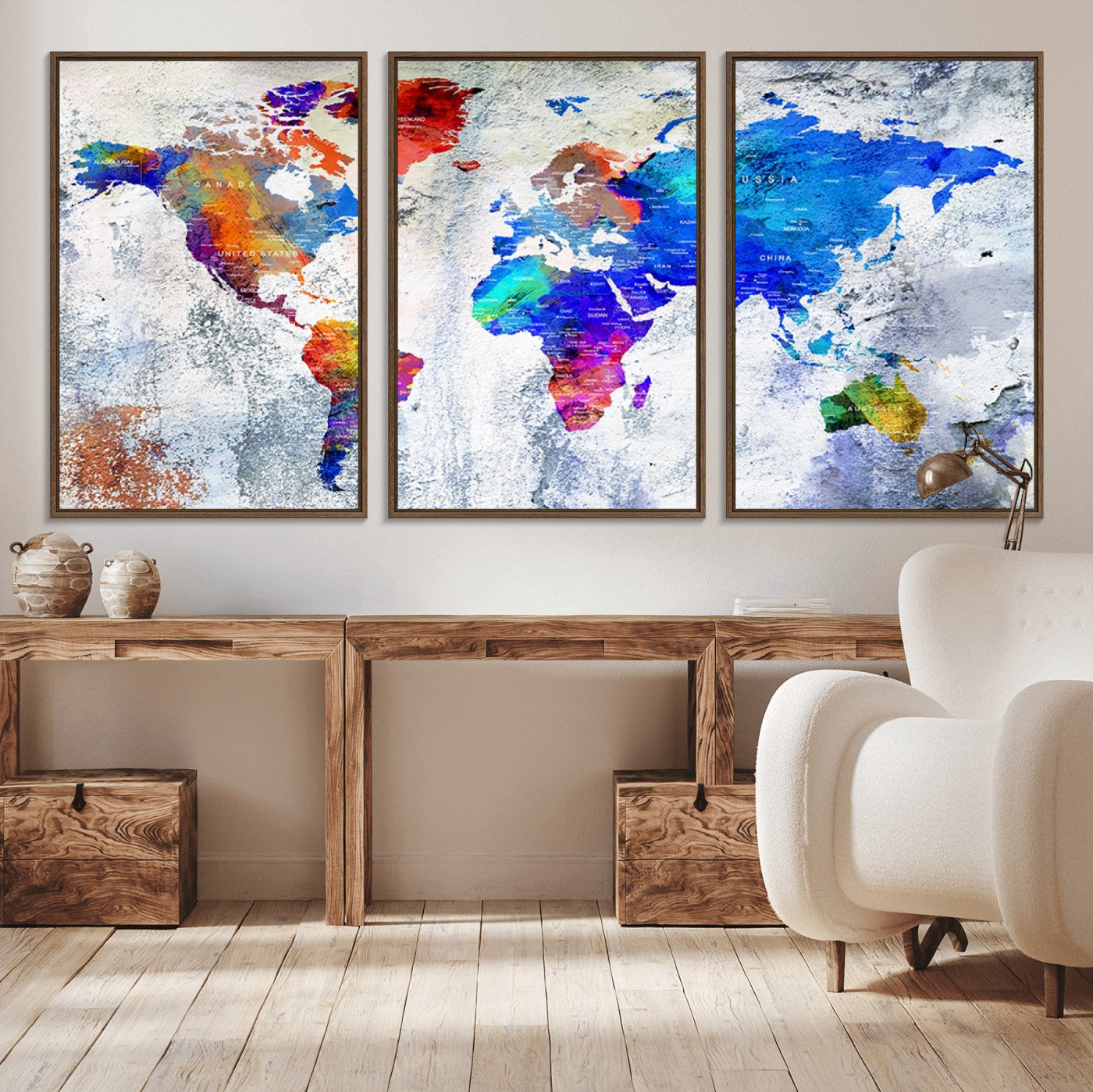 Push Pin World Map Canvas Print – Framed Wall Art for Couples to Track Their Travels – Anniversary Gift or Home Adventure Decor