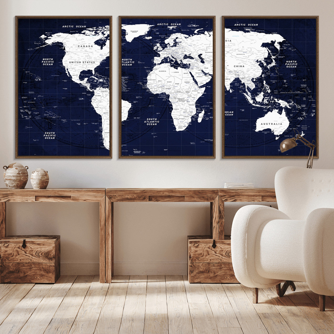 Push Pin World Map Canvas Print – Framed Wall Art for Couples to Track Their Travels – Anniversary Gift or Home Adventure Decor