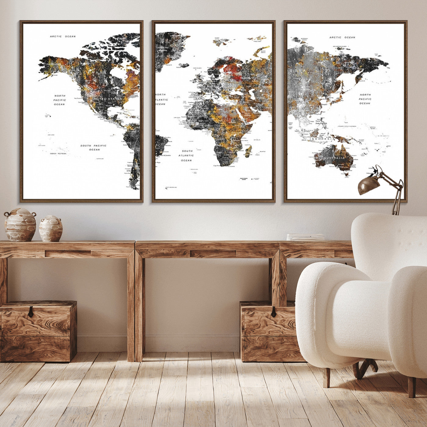 Push Pin World Map Canvas Print – Framed Wall Art for Couples to Track Their Travels – Anniversary Gift or Home Adventure Decor