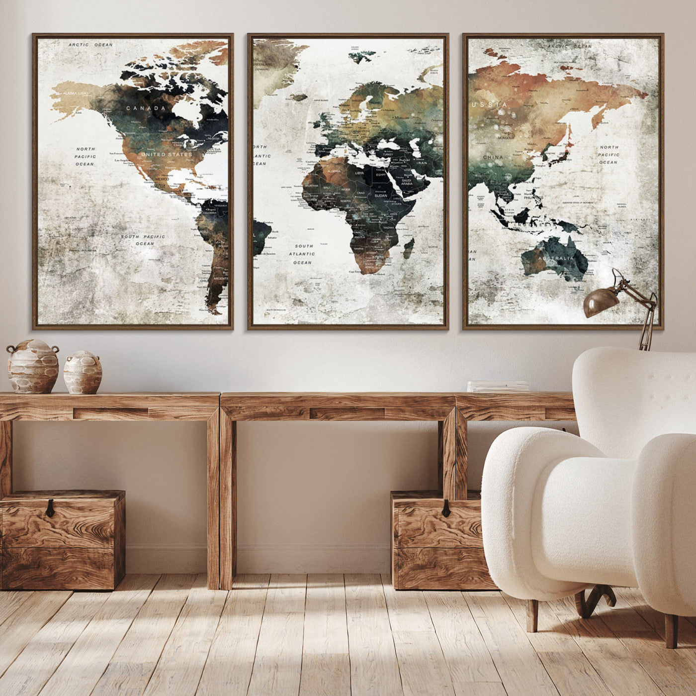 Push Pin World Map Canvas Print – Framed Wall Art for Couples to Track Their Travels – Anniversary Gift or Home Adventure Decor