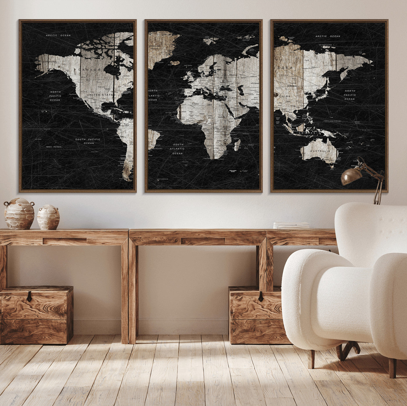 Push Pin World Map Canvas Print – Framed Wall Art for Couples to Track Their Travels – Anniversary Gift or Home Adventure Decor