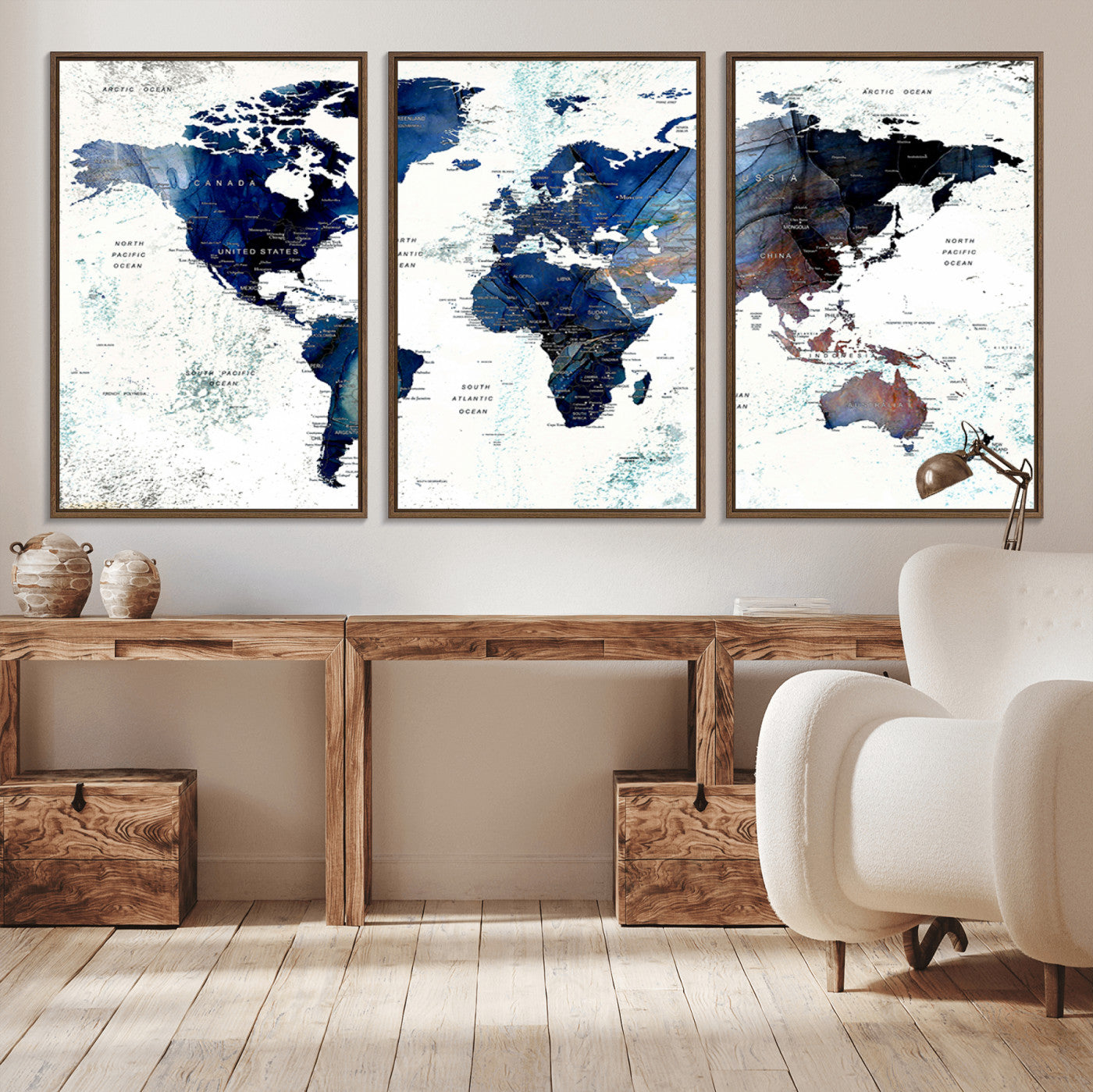 Push Pin World Map Canvas Print – Framed Wall Art for Couples to Track Their Travels – Anniversary Gift or Home Adventure Decor