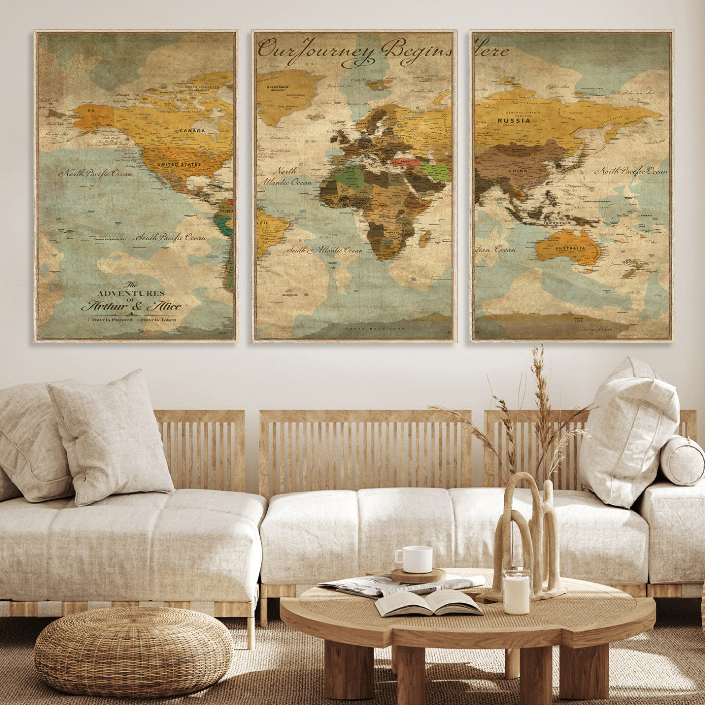 40572820-MGV-CV-36X24-Custom Push Pin World Map Wall Canvas Print – Personalized Travel Tracker with Pins – Framed Custom Quotie Canvas for Home Office Decor