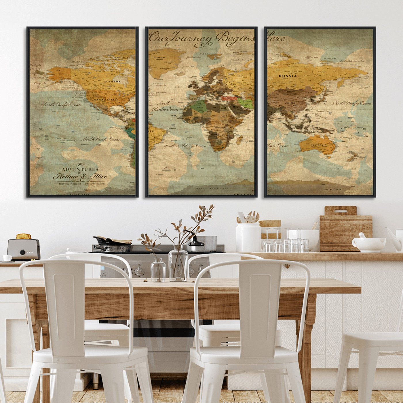 40572820-MGV-FC-60X30-3P_Black-Custom Push Pin World Map Wall Canvas Print – Personalized Travel Tracker with Pins – Framed Custom Quotie Canvas for Home Office Decor