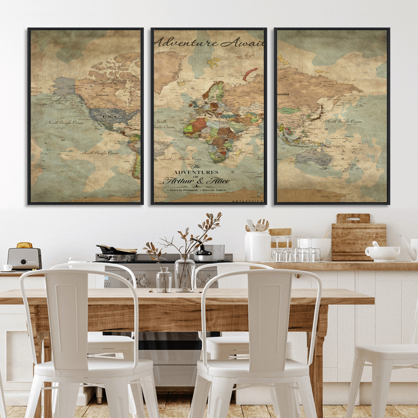 60798273-MGV-FC-60X30-3P_Black-Custom Push Pin World Map Wall Canvas Print – Personalized Travel Tracker with Pins – Framed Custom Quotie Canvas for Home Office Decor