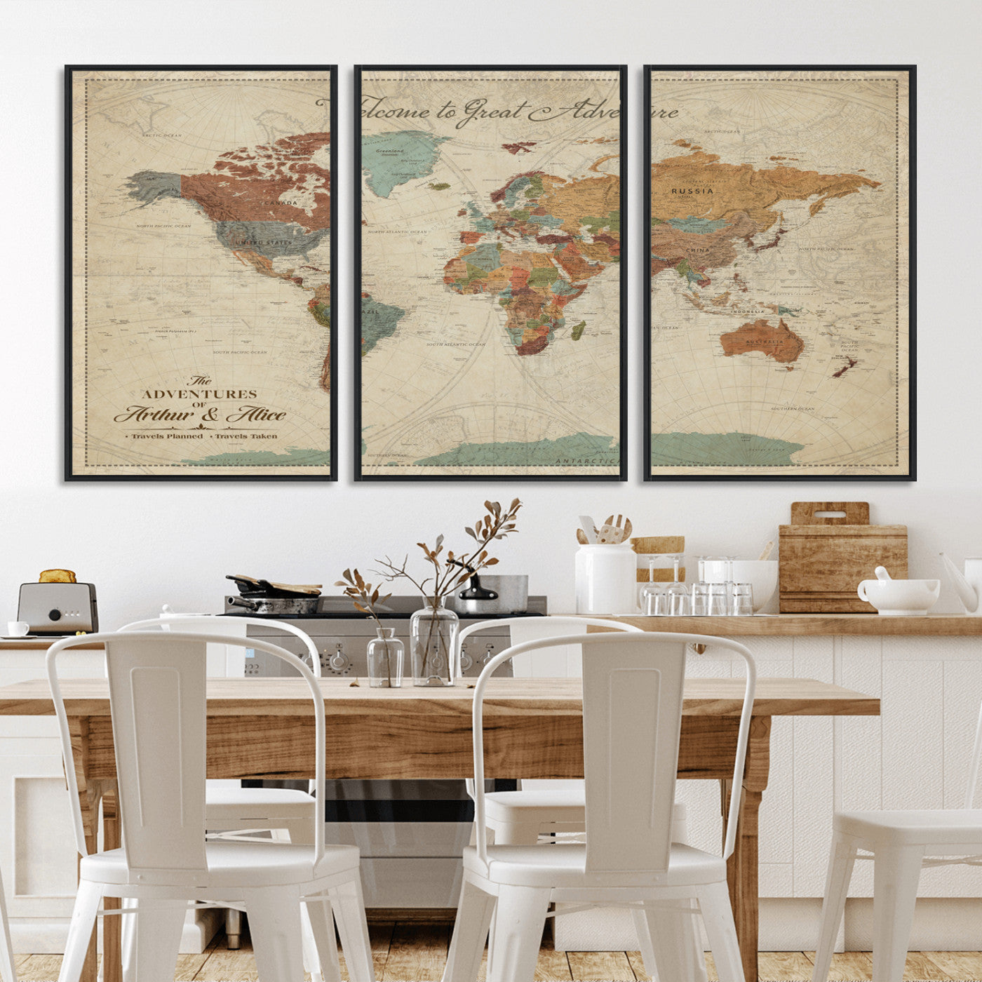17587858-MGV-FC-60X30-3P_Black-Custom Push Pin World Map Wall Canvas Print – Personalized Travel Tracker with Pins – Framed Custom Quotie Canvas for Home Office Decor