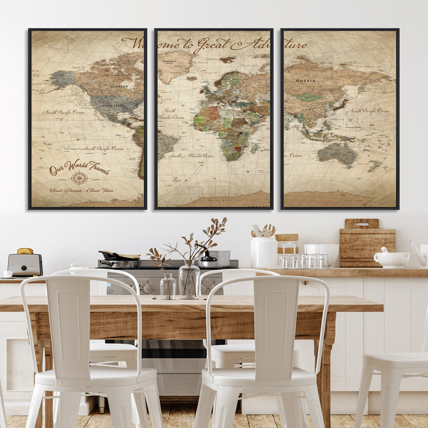 76478536-MGV-FC-60X30-3P_Black-Custom Push Pin World Map Wall Canvas Print – Personalized Travel Tracker with Pins – Framed Custom Quotie Canvas for Home Office Decor