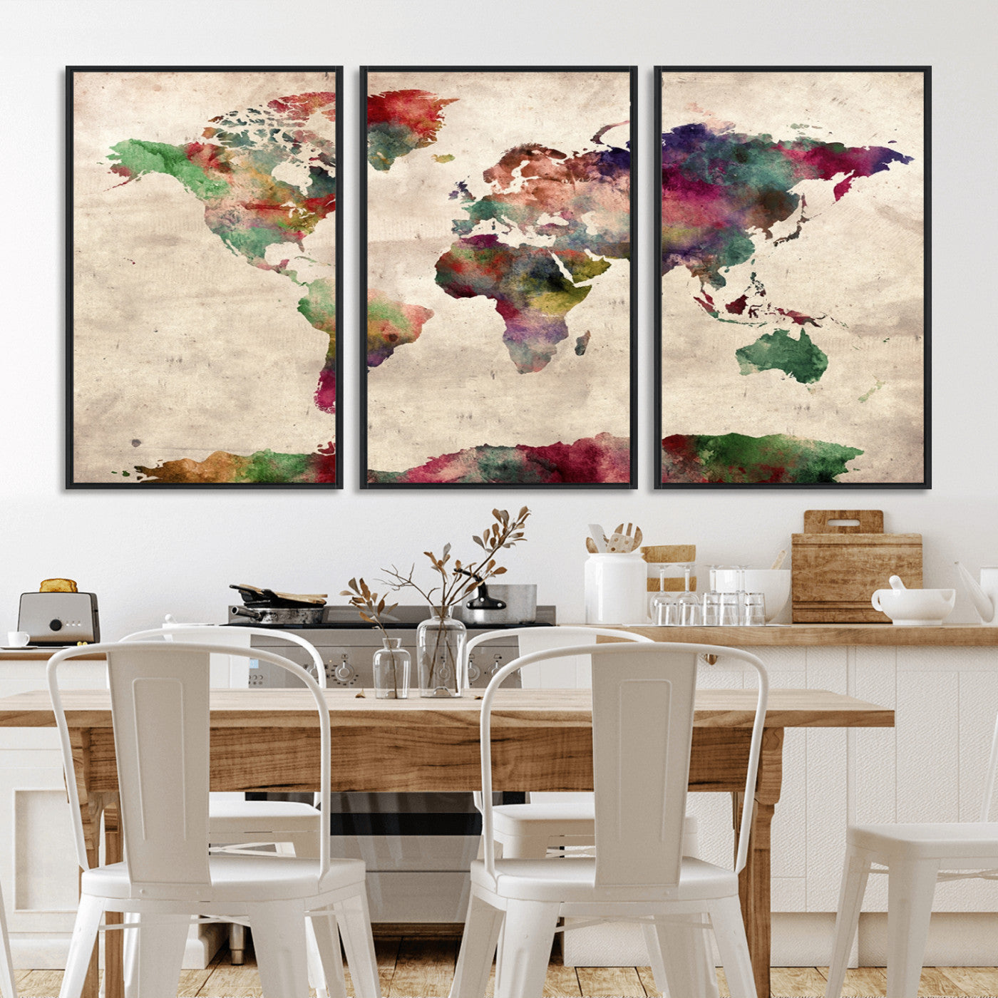 Push Pin World Map Canvas Print – Framed Wall Art for Couples to Track Their Travels – Anniversary Gift or Home Adventure Decor