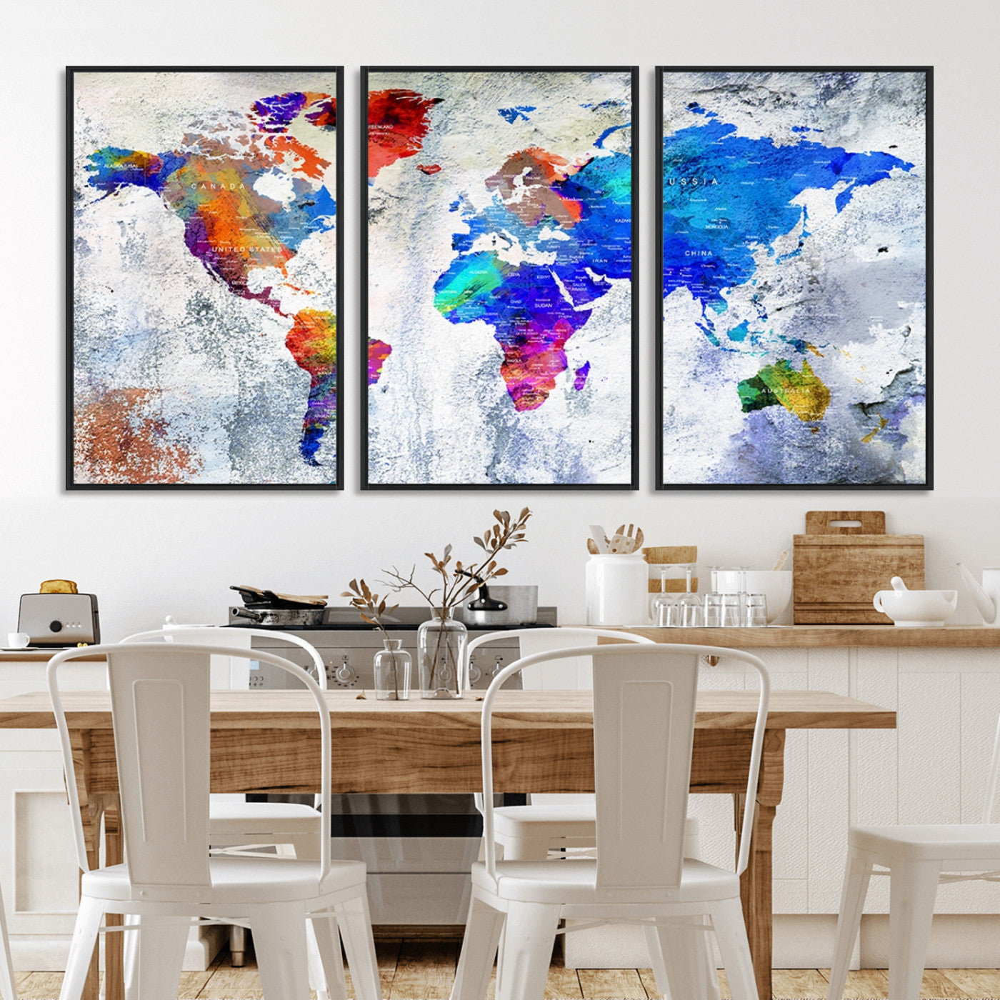 Push Pin World Map Canvas Print – Framed Wall Art for Couples to Track Their Travels – Anniversary Gift or Home Adventure Decor