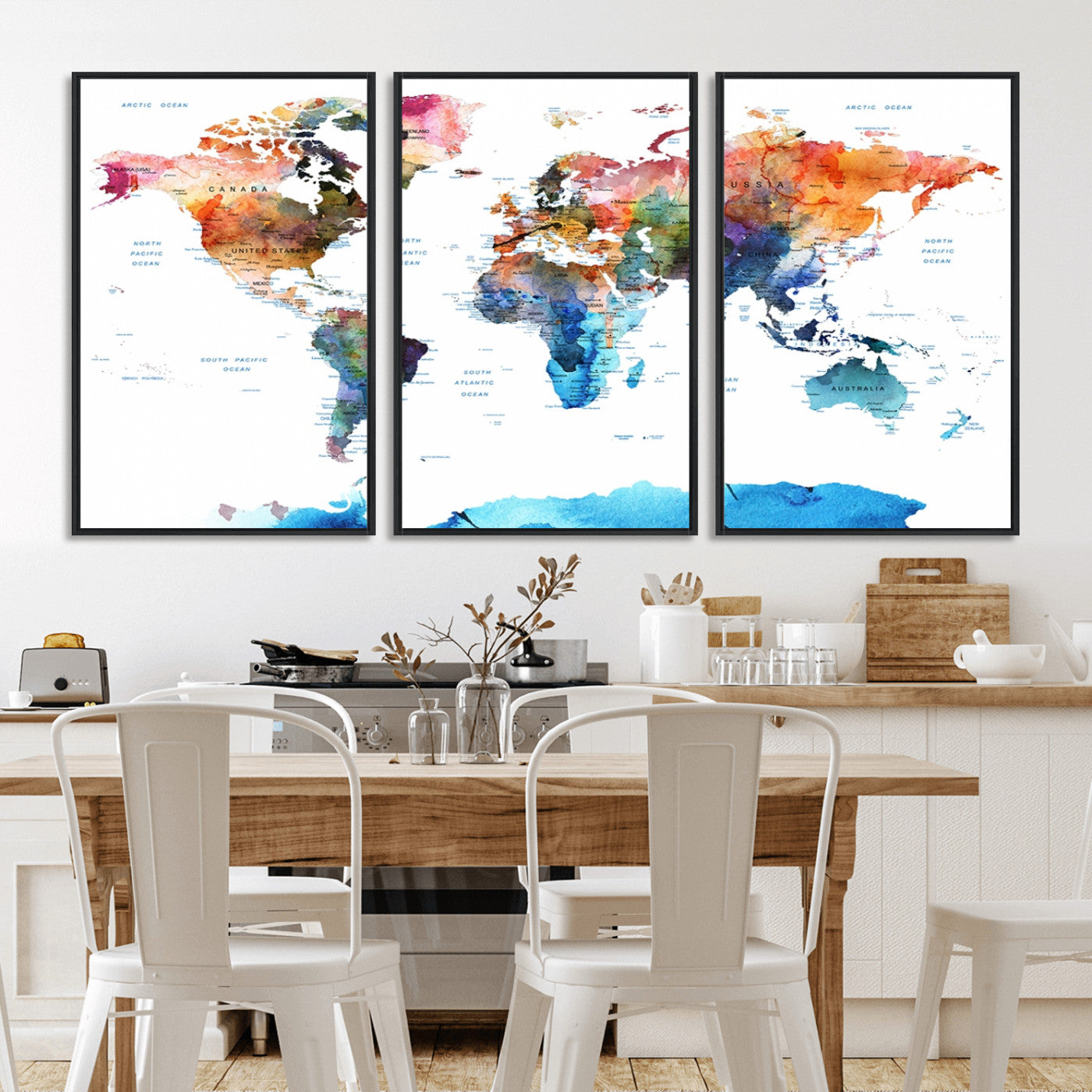 Push Pin World Map Canvas Print – Framed Wall Art for Couples to Track Their Travels – Anniversary Gift or Home Adventure Decor