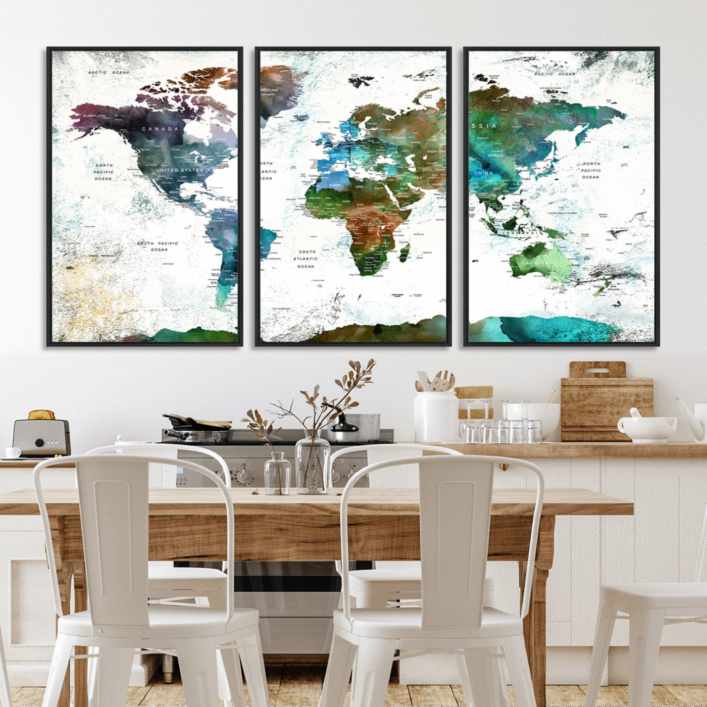 Push Pin World Map Canvas Print – Framed Wall Art for Couples to Track Their Travels – Anniversary Gift or Home Adventure Decor